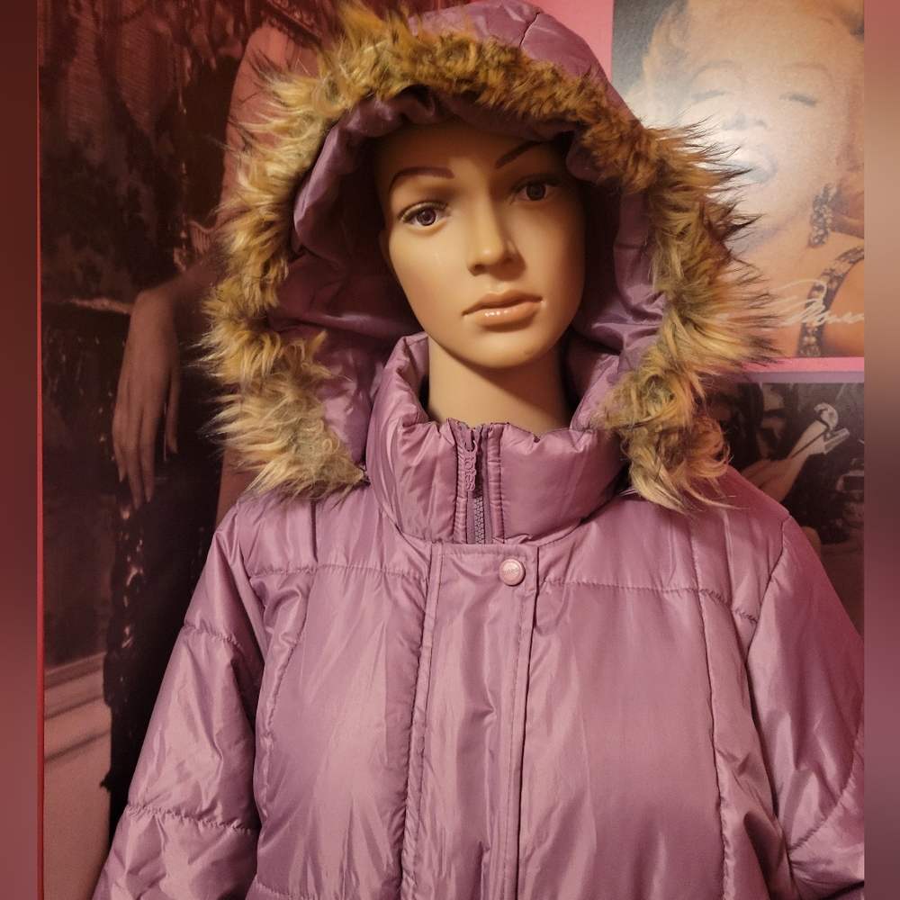 TOTES PURPLE PUFFER COAT